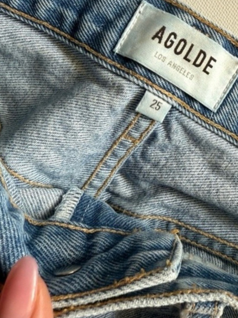 Agolde Straight Leg Distressed Denim Mid Rise - Picture 5 of 7